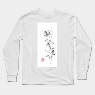 Magnolia scroll sumi-e painting Long Sleeve T-Shirt